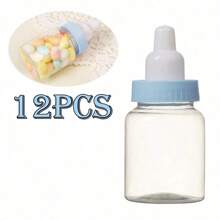 12pcs Candy Jars - Plastic Baby Shower Favors, Mini Milk Bottle Shaped Containers For Candy, Snacks And Party - Multicolor - View 10