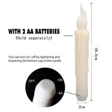 6PCS  LED Wax Flickering Flameless Candle Lights Battery Operated Taper Dinner Party Home Halloween Xmas Wedding Valentines Day Decorations Candles - Yellow - View 3
