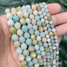 天然宝石刻面绿松石虎眼石碧玉石英玛瑙散珠隔珠适用于珠宝制作 14 英寸 6/8/10 毫米 - 天然石刻面鑽石型 - 查看 12