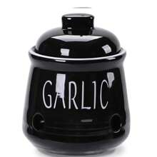 1 Peça Caixa de Armazenamento de Alho, Caixa de Armazenamento de Alho de Cerâmica, Recipiente de Armazenamento de Alho para Bancada, Jarra de Alho de Cerâmica com Tampa de Bambu, Tigela de Armazenamento de Legumes para Bancada, Lata de Armazenamento de Alho com Ventilação, Decoração de Cozinha Estilo Rústico, Utensílios de Cozinha