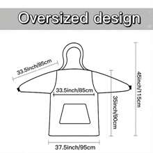 Cozy Oversized Hooded Wearable Blanket - Super Soft Sherpa-Lined Reversible Hoodie Sweatshirt With Kangaroo Pocket, Machine Washable - Pink - View 6