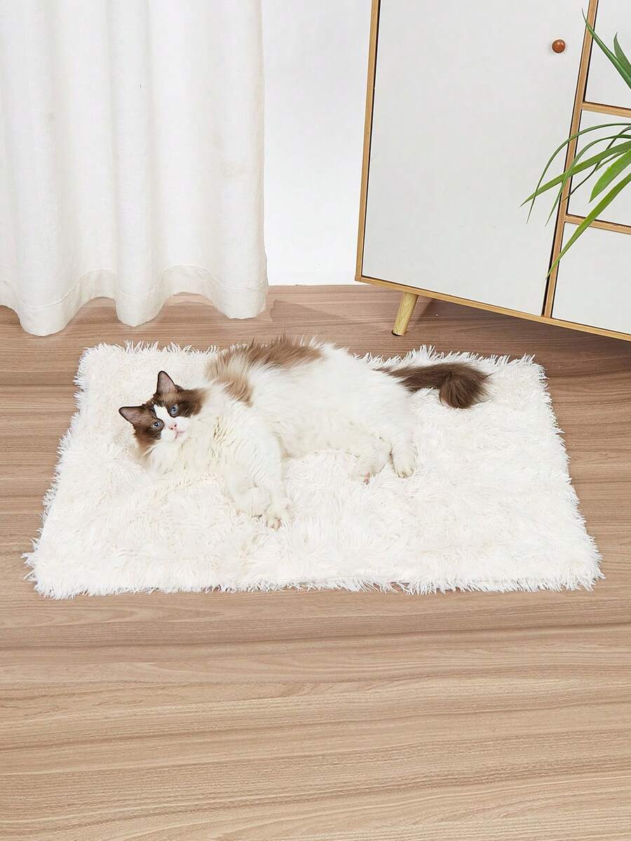 1 tấm chăn lông cừu siêu mềm ấm áp cho mèo và chó, thiết kế có thể đảo ngược phù hợp cho thú cưng nhỏ, vừa và lớn - trắng - Xem 1