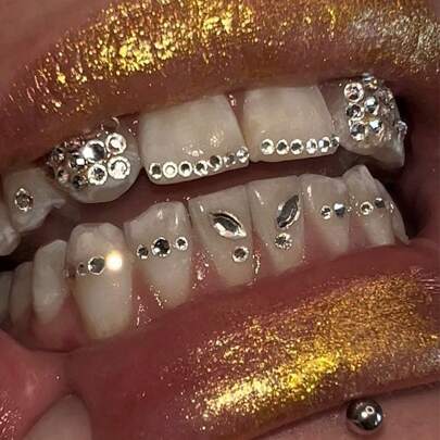 66 delar elegant gör-det-själv-tandbling-set, lyxiga tandstenar med strass, minimalistiska och moderiktiga tanddekorationer för vardag, fest, present (utan lim)