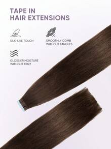 20pcs Tape-In Hair Extensions, Real Human Hair, 14-22 Inches, Painless Double-Sided Tape-In, Invisible Tape-In Hair Extensions, Straight, Suitable For Party, Halloween Costumes - S2 - View 4