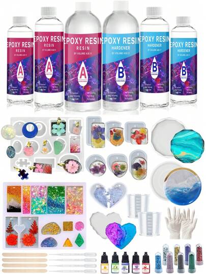 Epoxy Resin High Gloss 120ml/250ml/500ml Crystal Clear Epoxy Resin Kit, Upgrade Formula, Self Leveling Resin For Jewelry Making, Art, Coasters, UV Resistant, Easy 1:1 Ratio