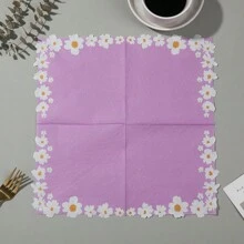 20pcs, Solid Color Flower Lace Napkins, Wedding, Birthday, Garden, Party Decoration Napkins, Used For Restaurant, Kitchen, Coffee Shop Decoration Supplies