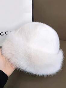 1 pieza Nuevo sombrero de felpa cálido, gorro bucket de moda grueso y cálido para mujeres, a prueba de viento e impermeable para el invierno, ideal para Halloween