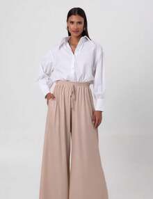 Lurex Palazzo Pants In Beige Labrava - Màu be - Xem 3