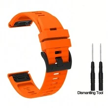 شريط ساعة سيليكون برتقالي بسيط قطعة واحدة متوافق مع Garmin Fenix 7 7X 5X 3 3HR GPS، Tactix Delta 7 Pro، D2 Bravo Charlie، Quatix 3، Descent MK1 MK2 MK2i، Enduro 2، إصدار سريع 26مم، إبزيم سميك، إكسسوارات ساعة ذكية - لون برتقالي - مشاهدة 9