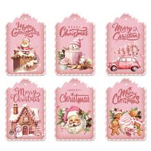 Christmas Decoration 30pcs/Set Cute Santa Claus Snowman Pattern Christmas Gift Tags, Cartoon Gift Box Tags For Christmas Gift Packaging (Random Styles) - Yellow - View 4