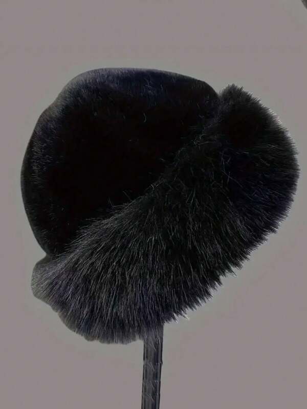 1 pieza Nuevo sombrero de felpa cálido, gorro bucket de moda grueso y cálido para mujeres, a prueba de viento e impermeable para el invierno, ideal para Halloween