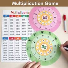 Aprende la multiplicación con un juego de giro, juguete educativo de matemáticas para niños, juego de lectura, tablero de borrado en seco, tabla de multiplicar, juguete educativo para el desarrollo de habilidades matemáticas de los niños, reforzar técnicas de cálculo, práctica matemática de cálculo rápido para el aula o la escolarización en casa - Multicolor - Ver 10