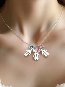 LICVIC Personalisierte Namens-Geburtsstein-Halskette für Frauen, personalisierte Halskette, individualisierter Namensanhänger, anpassbare Halskette als Geschenk für neue Mütter, stilvolle, hochwertige Edelstahl-Halskette, geeignet als Geburtstagsgeschenk, Valentinstag, Muttertag, Jahrestag, geeignet für sie, Ehefrau, Mutter, Familie, Festkalender