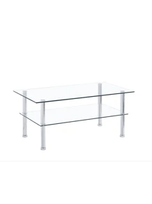 Clear Clear Glass Coffee Table, Tempered Glass Coffee Table For Living Room,Fiah
