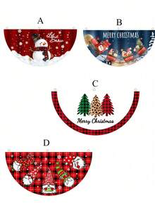 1 lá cờ biểu ngữ hình quạt nửa cây thông Noel, cờ trang trí Giáng sinh, người tuyết & cây thông Noel & vòng hoa - Nhiều màu - Xem 2