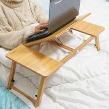 Bamboo Laptop Desk Stand Large Folding Bed Table Adjustable Portable Table Desk - Multicolor - View 1