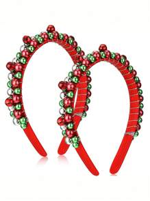 Red Headband Merry Christmas Headband Holiday Hair Hoop Christmas Christmas Bell Hairband Women Headbands Green Silver Hair Accessories - Multicolor - View 1