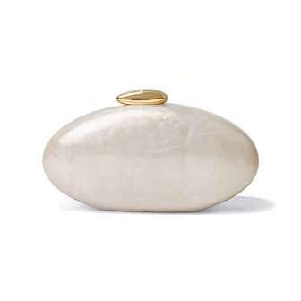 1 st moderiktig akrylblank aftonväska för kvinnor, äggformad axelväska med avtagbar guldkedja för bröllop, fest, semester