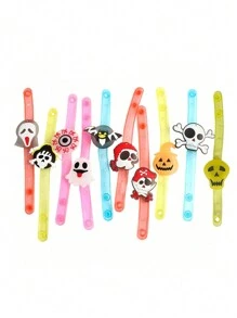 12 piezas Pulsera con luz LED, regalo para fiesta pirata, obsequio de cumpleaños, fantasma de carnaval, adecuado para decoración de fiesta de Halloween, fiesta temática