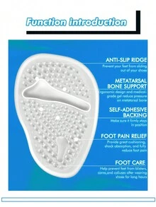 1 Pair Anti-Slip Silicone Gel Forefoot Shoe Insoles (Small Asymmetric Bubbles May Be Generated During Production, But They Will Not Affect The Use Of The Product At All) - Clear - View 2