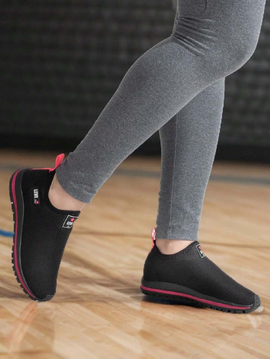 Women's Sports Shoes Comfortable For Working Out, Walking, Everyday, Flexible, Non-Slip, Easy To Put On, Breathable - 黑色 - 查看 1