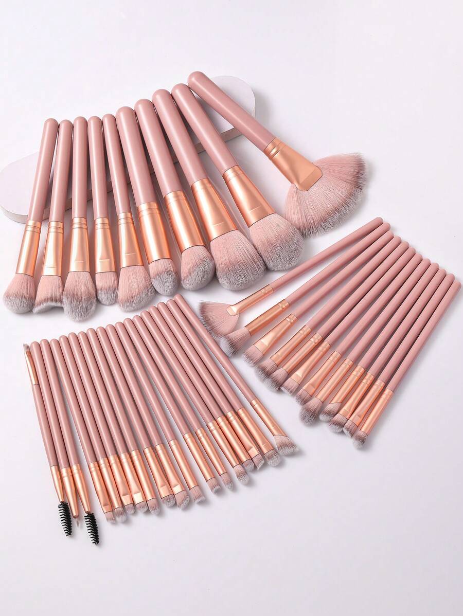 [Bean Paste Pink]18-20-25-30-36-40 Pcs Makeup Brush Sets Premium Synthetic Hair  Eyeshadow Blending Brush Sets Cosmetics Tools