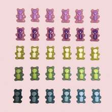 30 件/包万圣节个性化可爱宠物黑猫紫色骷髅熊心幽灵树脂 3D 美甲饰品装饰卡通小尺寸小猫骷髅熊皇冠领带幽灵手工 DIY 手机壳电脑配件批量供应 - 彩色 - 查看 1