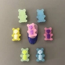 30 件/包万圣节个性化可爱宠物黑猫紫色骷髅熊心幽灵树脂 3D 美甲饰品装饰卡通小尺寸小猫骷髅熊皇冠领带幽灵手工 DIY 手机壳电脑配件批量供应 - 彩色 - 查看 3