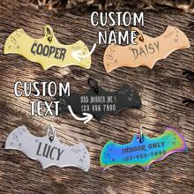 1pc Customized Engraved Bat-Shaped Pet ID Tag - Personalized Halloween Theme Pattern Dog And Cat Name Tag, Stainless Steel Collar Pendant - Anti-Lost Keychain, Engraved With Name And Contact Information - Colorful Fashion Outdoor Pet Accessory - Perfect Gift For Pet Safety - Multicolor - View 12
