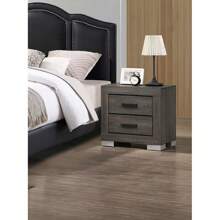 Bedroom Furniture Traditional Look Unique Wooden Nightstand Drawers Bed Side Table Grey