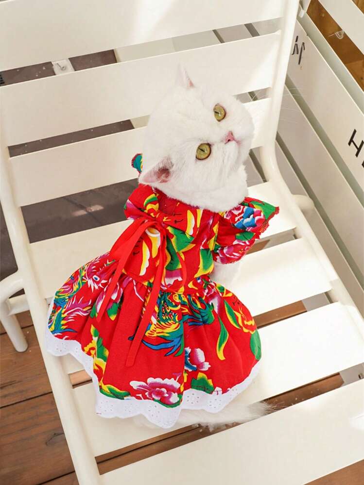 Vestido De Ropa Para Mascotas Para Perros Y Gatos, Temporada De Primavera/verano - Rojo - Ver 3
