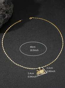 1 chiếc vòng cổ thời trang cá nhân hóa phong cách hip-hop Âu Mỹ dành cho nam, mặt dây chuyền bằng đá zirconia hình xe đua, đồ trang sức biker đa năng cao cấp phù hợp với nam giới biker sành điệu - Vàng - Xem 4