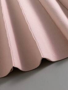 GIGOGOU Thick Autmn Winter Warm Knit  Women Sweater Skirt - Pink - View 5