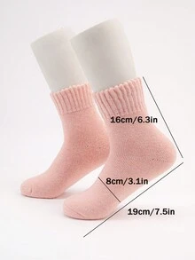 3 Cặp vớ dài đến bắp chân bằng acrylic pha trộn dày thời trang Thu/Đông dành cho nữ và unisex, thích hợp cho công sở, gia đình, giải trí và lễ hội - Hồng - Xem 5