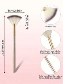 1/3/5/9pcs Facial Brushes Fan Mask Brushes, Soft Facial Applicator Brushes Tools For Peel Glycolic Mask Makeup For Mud Cream - Champagne - View 3
