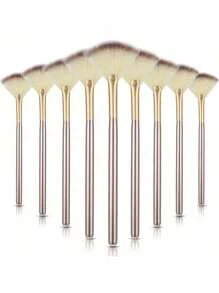 1/3/5/9pcs Facial Brushes Fan Mask Brushes, Soft Facial Applicator Brushes Tools For Peel Glycolic Mask Makeup For Mud Cream - Champagne - View 2