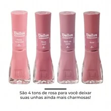 Kit Esmalte Dailus 4 Cores Tons de Rosa Cremoso Festa Junina