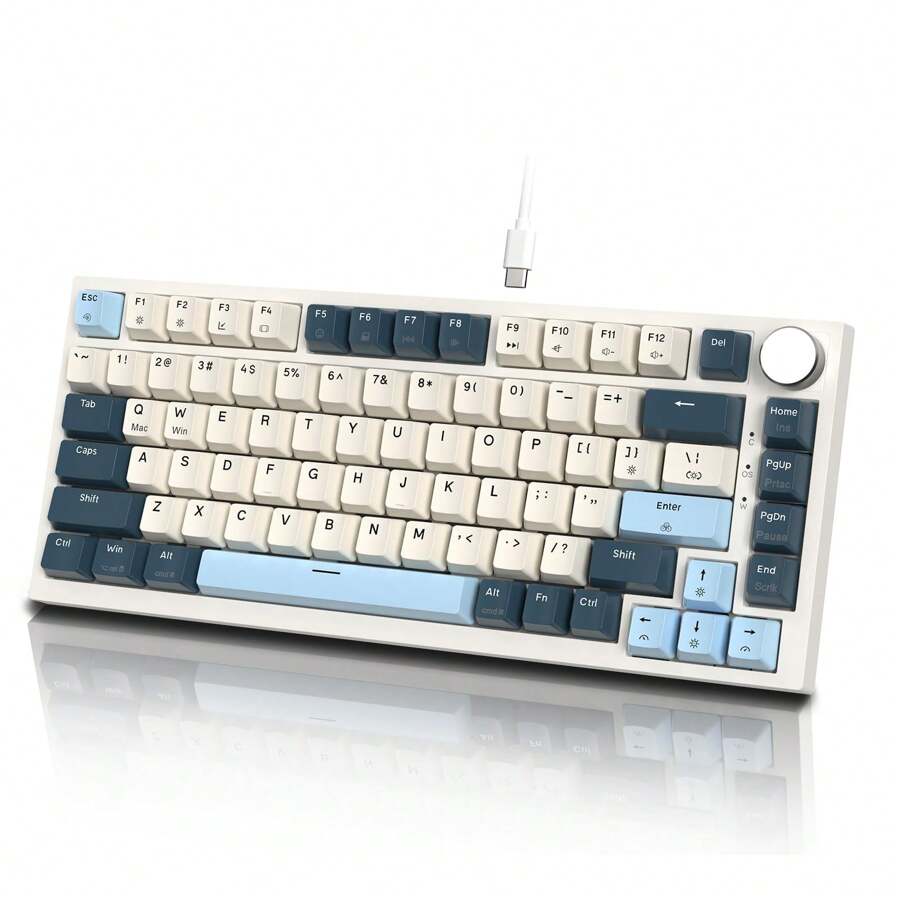 ATTACK SHARK K85 Rapid Trigger Mechanical Keyboard, Magnetic Switch, Adjustable Actuation, Apex Pro TKL Wired Esports Gaming Keyboard, Support DKS/MT/TGL, RGB Backlit, Gasket Mount, Knob, For PC - 藍色 - 查看 1