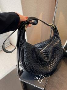 Women Crescent Crossbody Shoulder Bag Dumpling Half Moon Hobo Handbag - Black - View 1
