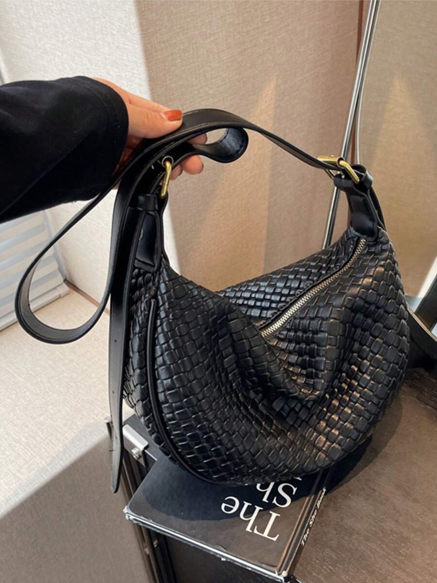 Women Crescent Crossbody Shoulder Bag Dumpling Half Moon Hobo Handbag - Black - View 1