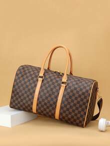 Borsone da viaggio con stampa a grande capacità, borsa da viaggio alla moda, borsa polivalente portatile a spalla, tempo libero all'aperto, borsa da palestra, accessori per campeggio e crociera, escursionismo, ritorno a scuola estivo - Caffè Marrone - Visualizzare 5