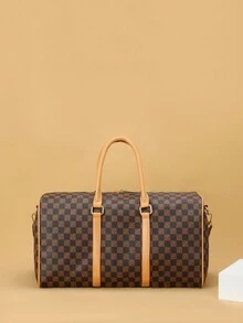 Borsone da viaggio con stampa a grande capacità, borsa da viaggio alla moda, borsa polivalente portatile a spalla, tempo libero all'aperto, borsa da palestra, accessori per campeggio e crociera, escursionismo, ritorno a scuola estivo - Caffè Marrone - Visualizzare 7