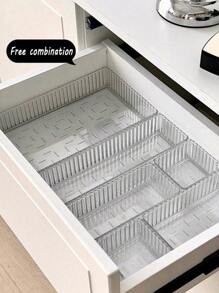 6pcs Wavy Transparent Cosmetics Storage Box Set, Desktop Storage Box, Stackable Storage Box, Bedroom Decoration, Holiday Decoration, Room Decoration, Home Decoration Storage Box - Multicolor - View 1