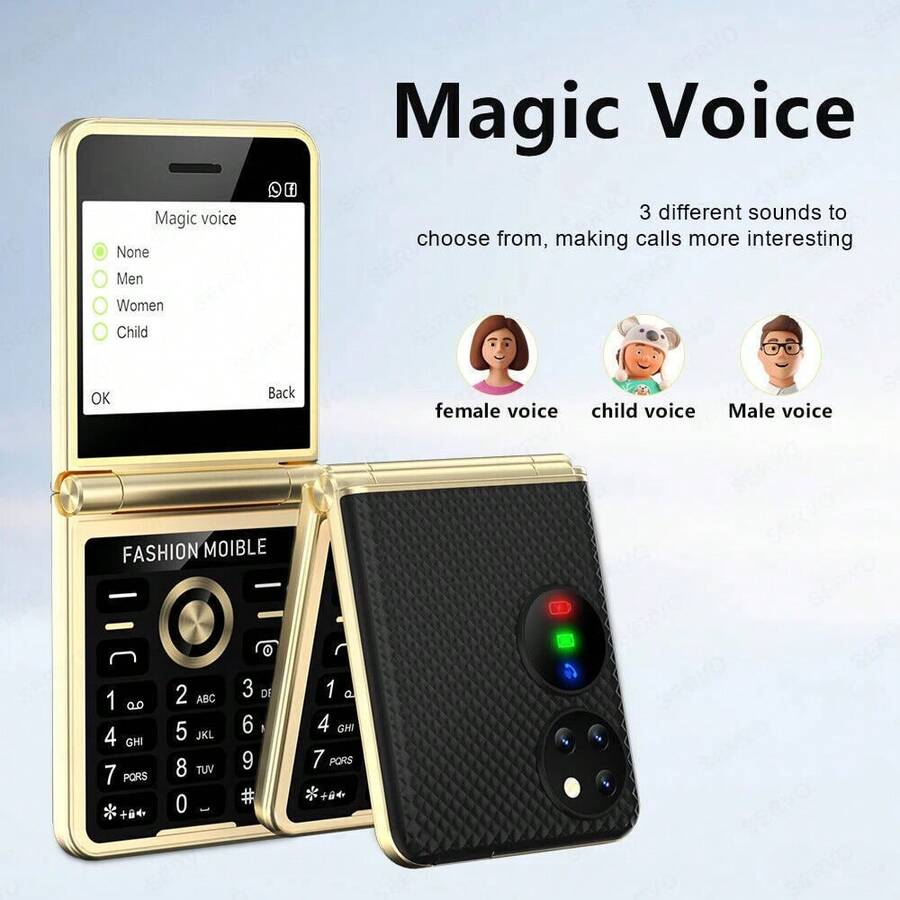 Foldable Flip Unlocked Mini Mobile Phone 4 SIM Large Button Camera