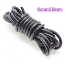2Meters /Lot Black Color Real Genuine Leather Cord 2 3 4 5 6 8 Mm Round Flat Leather Rope String Fit Necklace Bracelet DIY Jewelry Making - Star - View 24
