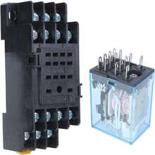 Power Relay, MY4NJ 14 Pin Electromagnetic Relay With Base Coil Power Relay For Rail, My4nj Encapsulated Relay With Din Rail Base - 110V - View 1