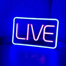 1 pieza Letrero de neón LIVE - 29x18.5cm (11.4x7.28in) USB & Caja de batería Alimentación dual Luz LED Multicolor Streaming/Gamer Letrero de neón LED Live Air - Letrero de grabación - Decoración de estudio, pared, dormitorio, sala de juegos Letrero LED cuadrado - Multicolor - Ver 11