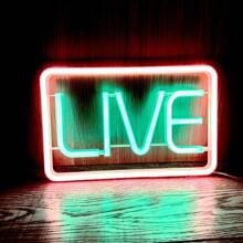 1 pieza Letrero de neón LIVE - 29x18.5cm (11.4x7.28in) USB & Caja de batería Alimentación dual Luz LED Multicolor Streaming/Gamer Letrero de neón LED Live Air - Letrero de grabación - Decoración de estudio, pared, dormitorio, sala de juegos Letrero LED cuadrado - Multicolor - Ver 8