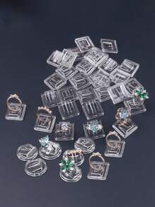 10/20/50/100pcs Plastic Square & Round Mini Ring Display Holders Back To School - Clear - View 11