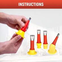 24 PCS Universal Integrated Rubber Nozzle Tool Kit,Caulking Tips, Reusable Caulking Nozzle Applicator Finishing Tool, Easy Caulking Finisher Set Stainless Steel Caulking Nozzle Coating Tips For Home Use - Red - View 5